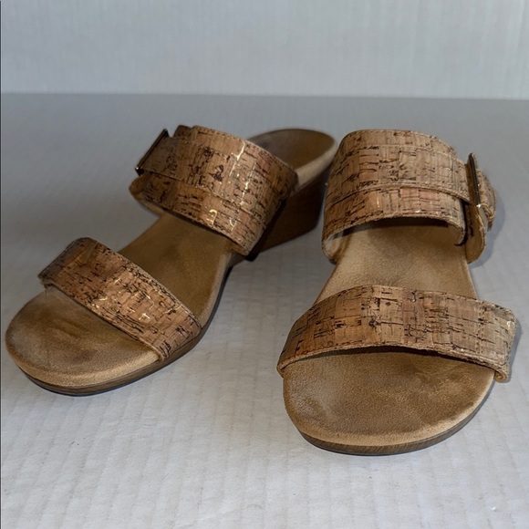 Vionic Cork Print Natoma Wedge Slide Sandals - Picture 1 of 10
